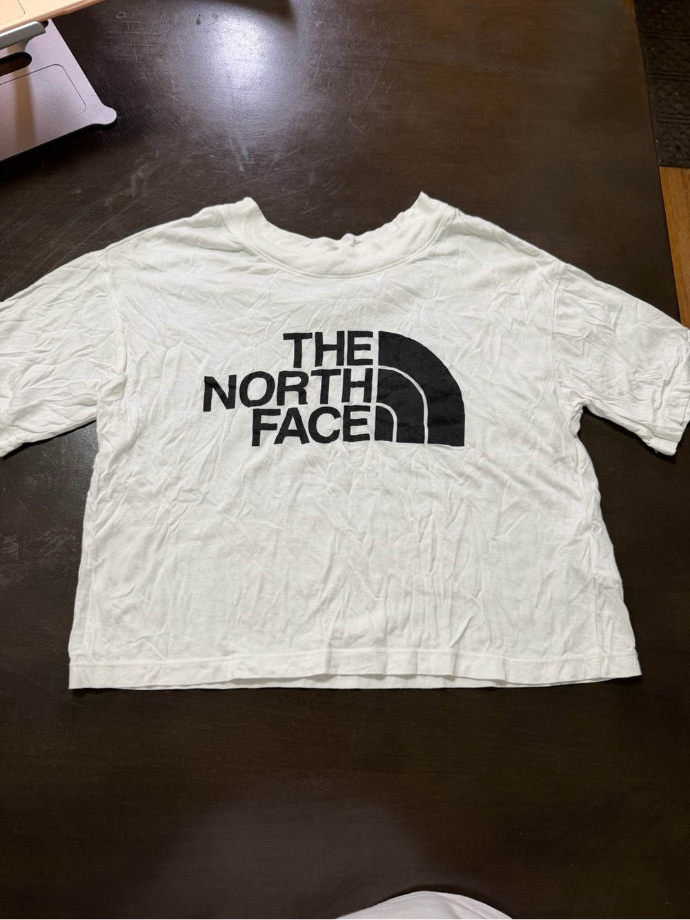 The North Face White Tee with Black Logo - crop top